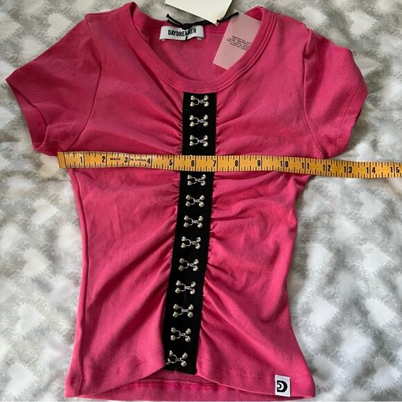 NWT Daydreamer Hook and Eye Barbie Pink Punk Y2K Babydoll Baby T Womens XS - Picture 6 of 7